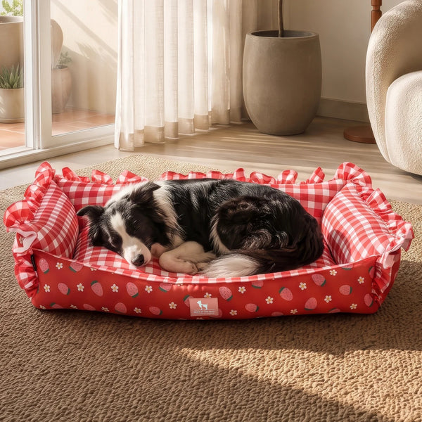HUFT Berrylicious Lounger Bed For Dog - Red and Pink