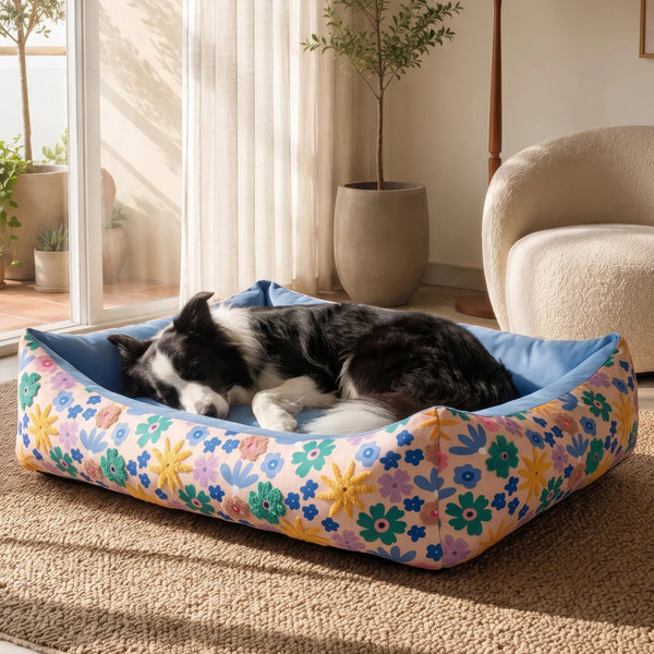 HUFT Bloomscape Lounger Bed For Dog - Blue