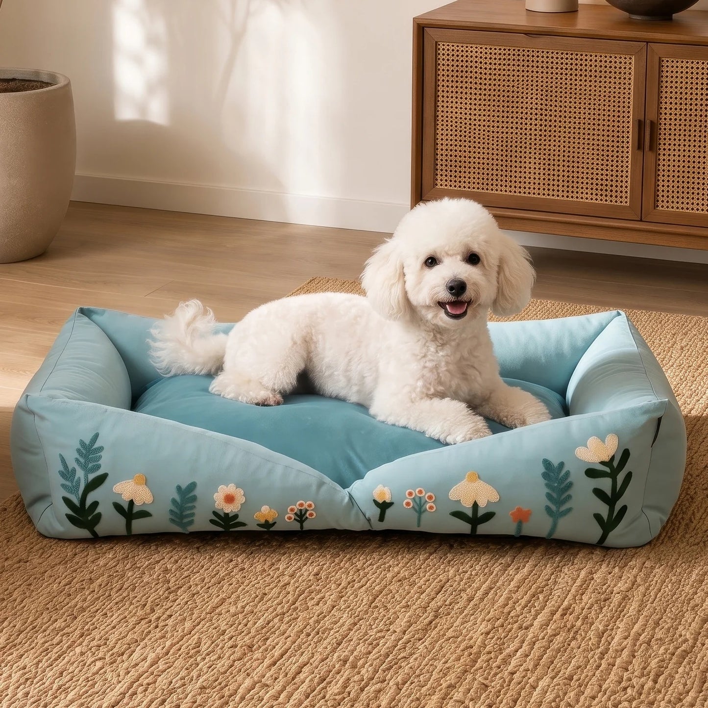 HUFT Gardenia Lounger Bed For Dog - Ice Blue