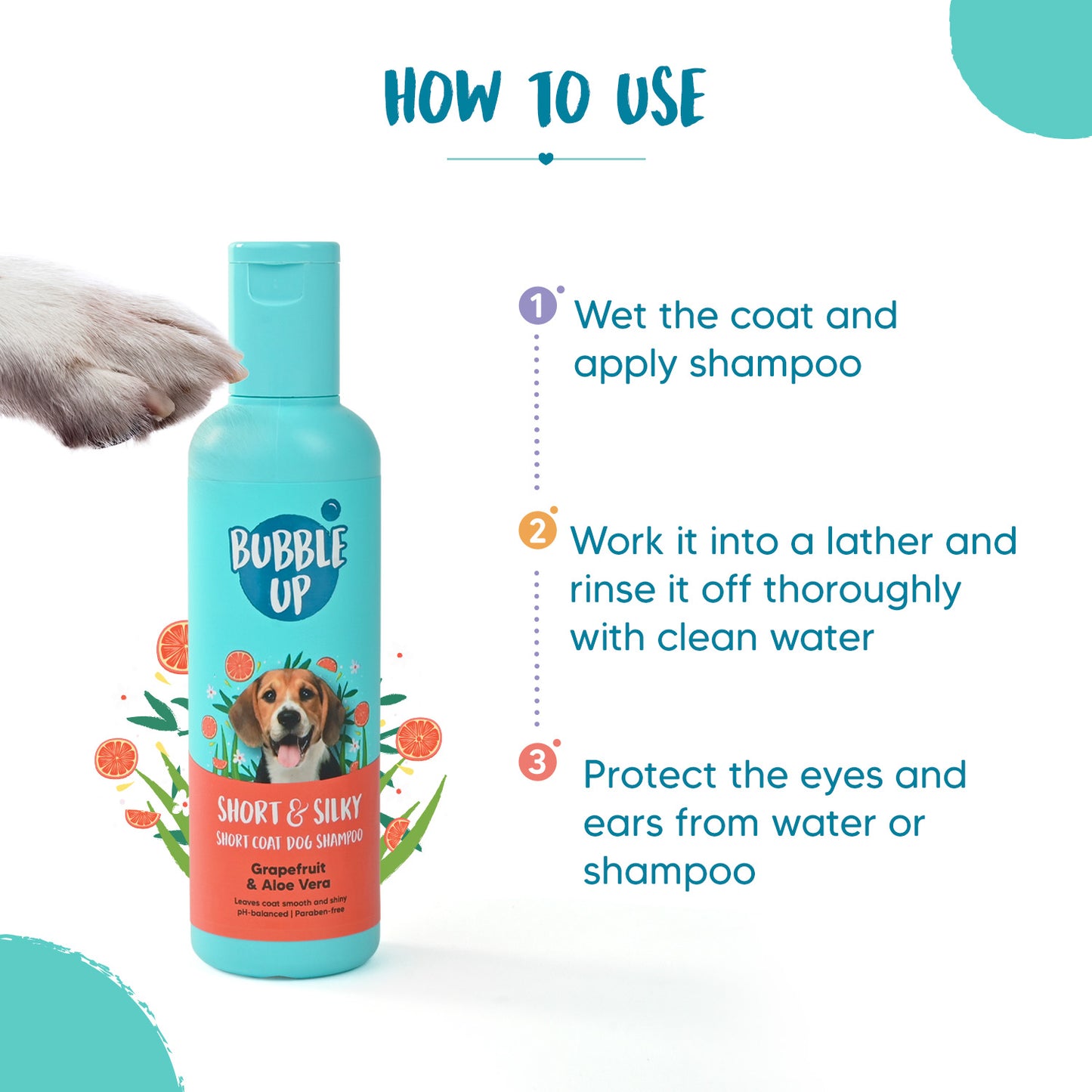 Bubble Up Short Coat Dog Shampoo - Grapefruit & Aloe Vera - 200 ml