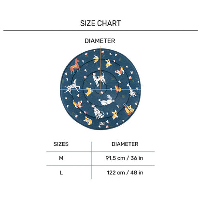HUFT Dogs in Bloom Circular Dog Mat - Navy - M