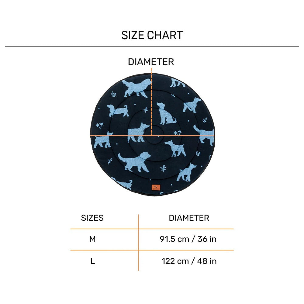 HUFT Shadow Tails Round Mat For Dog - Blue