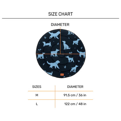 HUFT Shadow Tails Round Mat For Dog - Blue