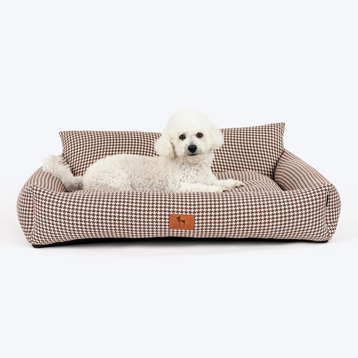 HUFT Cookie Houndstooth Lounger Bed For Dog - Brown