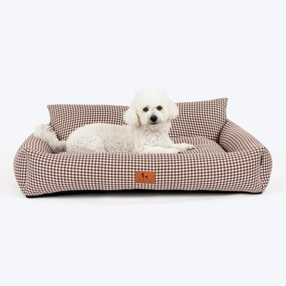 HUFT Cookie Houndstooth Lounger Bed For Dog - Brown