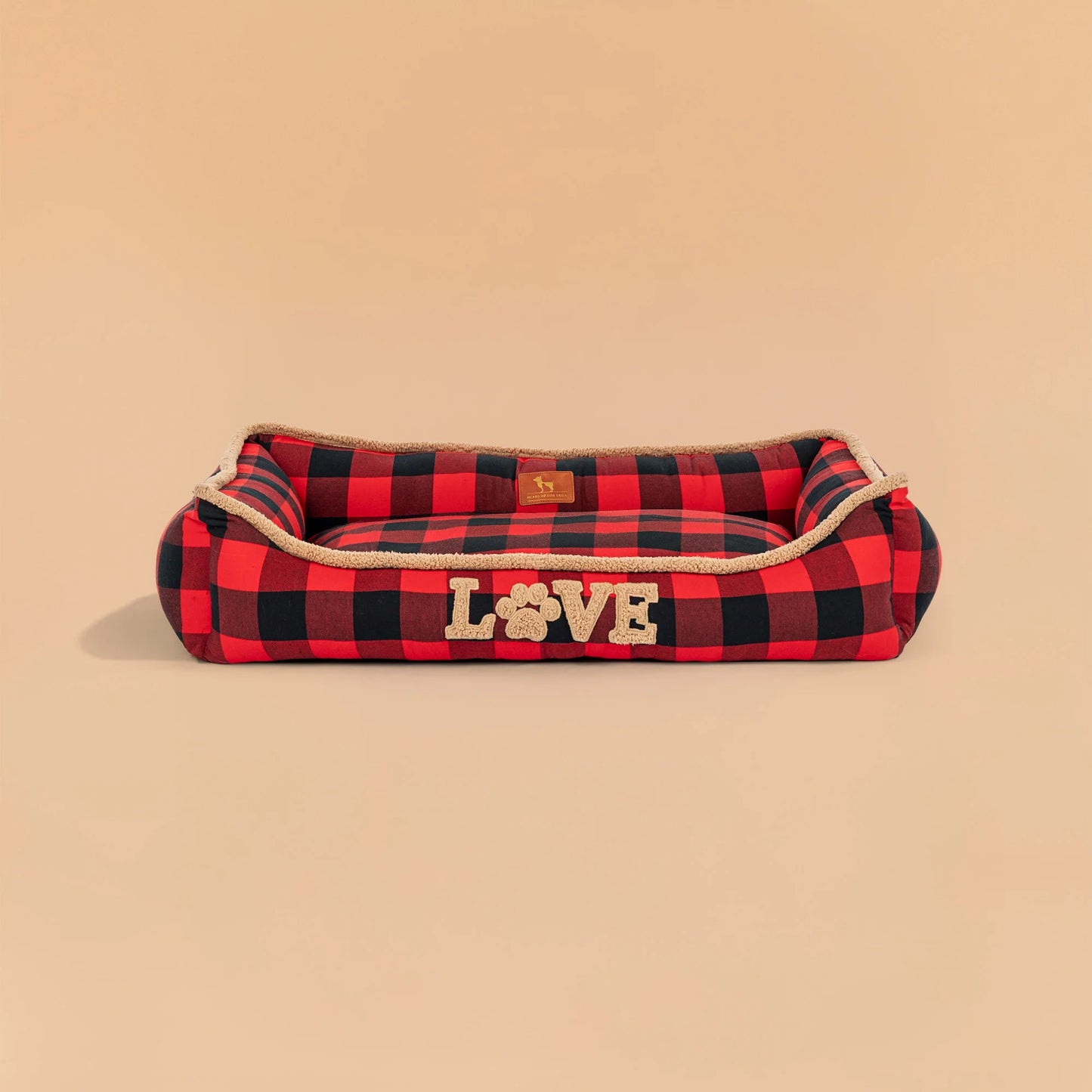 HUFT Love Plaid Lounger Bed For Dog - Red & Black