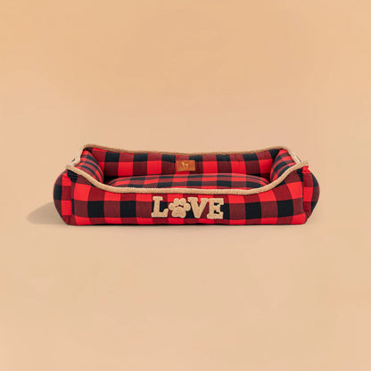 HUFT Love Plaid Lounger Bed For Dog - Red & Black