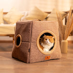 HUFT Furbulous Tent Bed For Cat - Brown & Beige