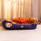 HUFT Woofie Classic Lounger Bed For Dog - Blue & Orange