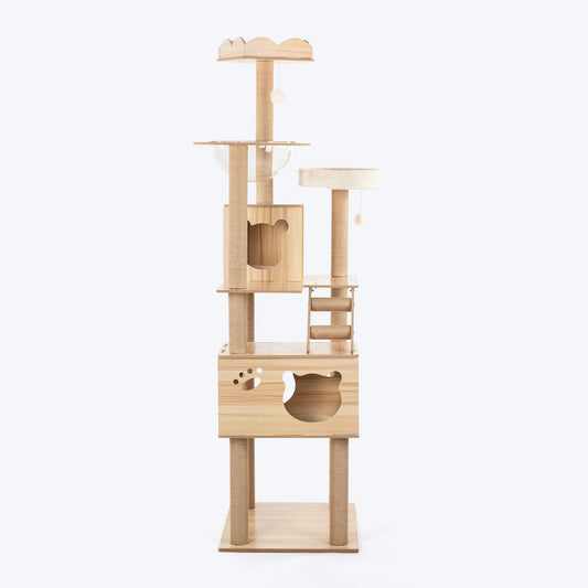 HUFT Woodsy Whiskers Multipurpose Cat Tree - Beige