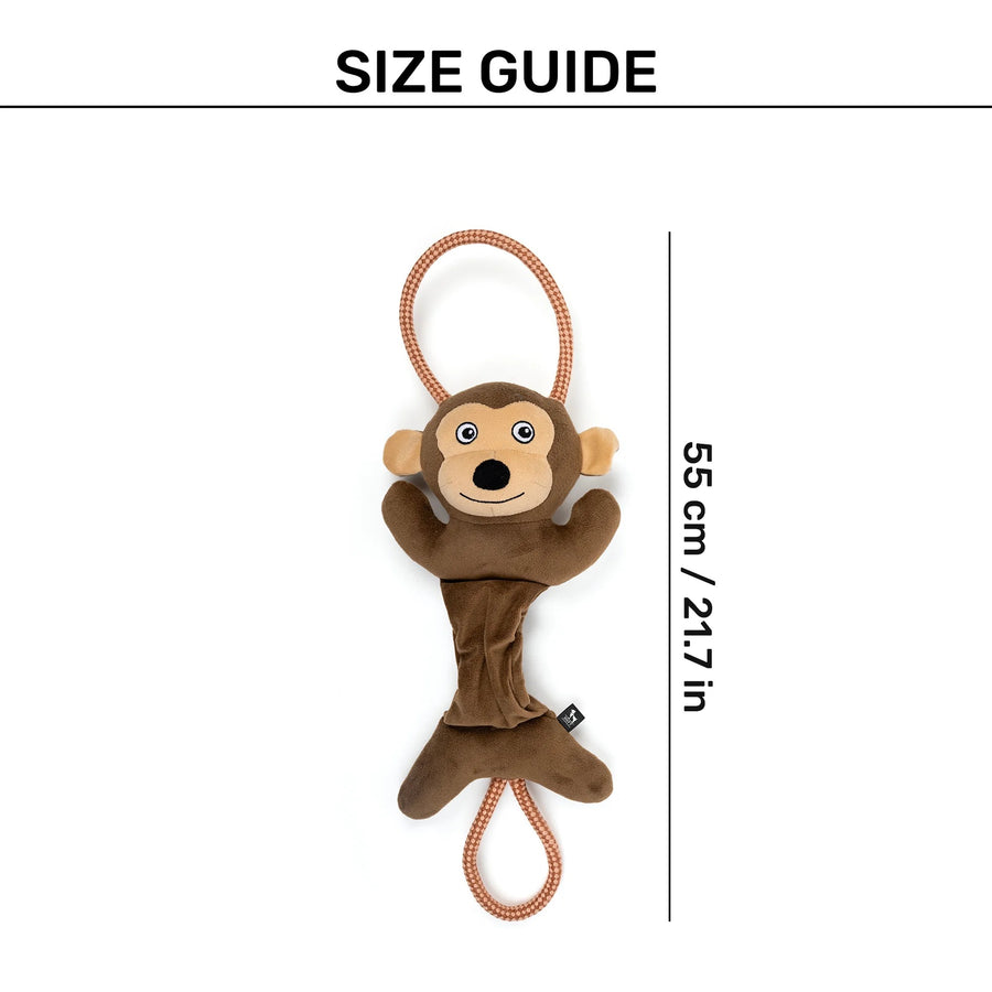 HUFT Bungee Monkey Squeaky Plush Toy For Dog - Brown