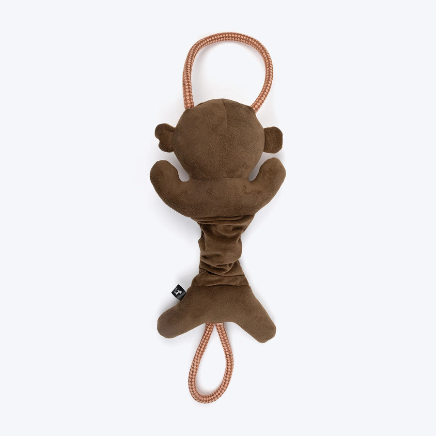 HUFT Bungee Monkey Squeaky Plush Toy For Dog - Brown