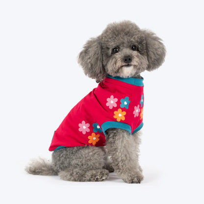 HUFT Awesome Blossom Printed T-Shirt For Small Dog - Magenta