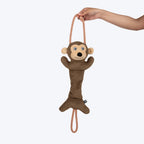 HUFT Bungee Monkey Squeaky Plush Toy For Dog - Brown