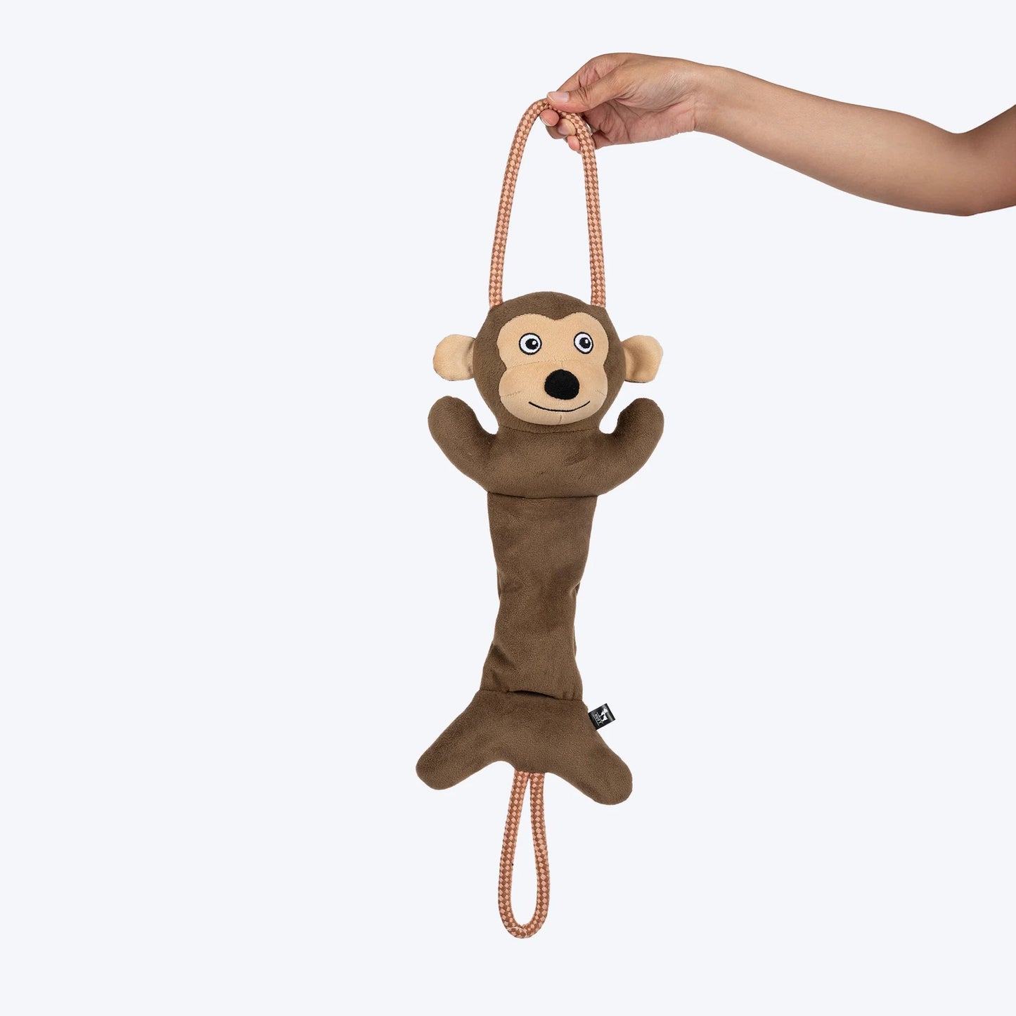 HUFT Bungee Monkey Squeaky Plush Toy For Dog - Brown