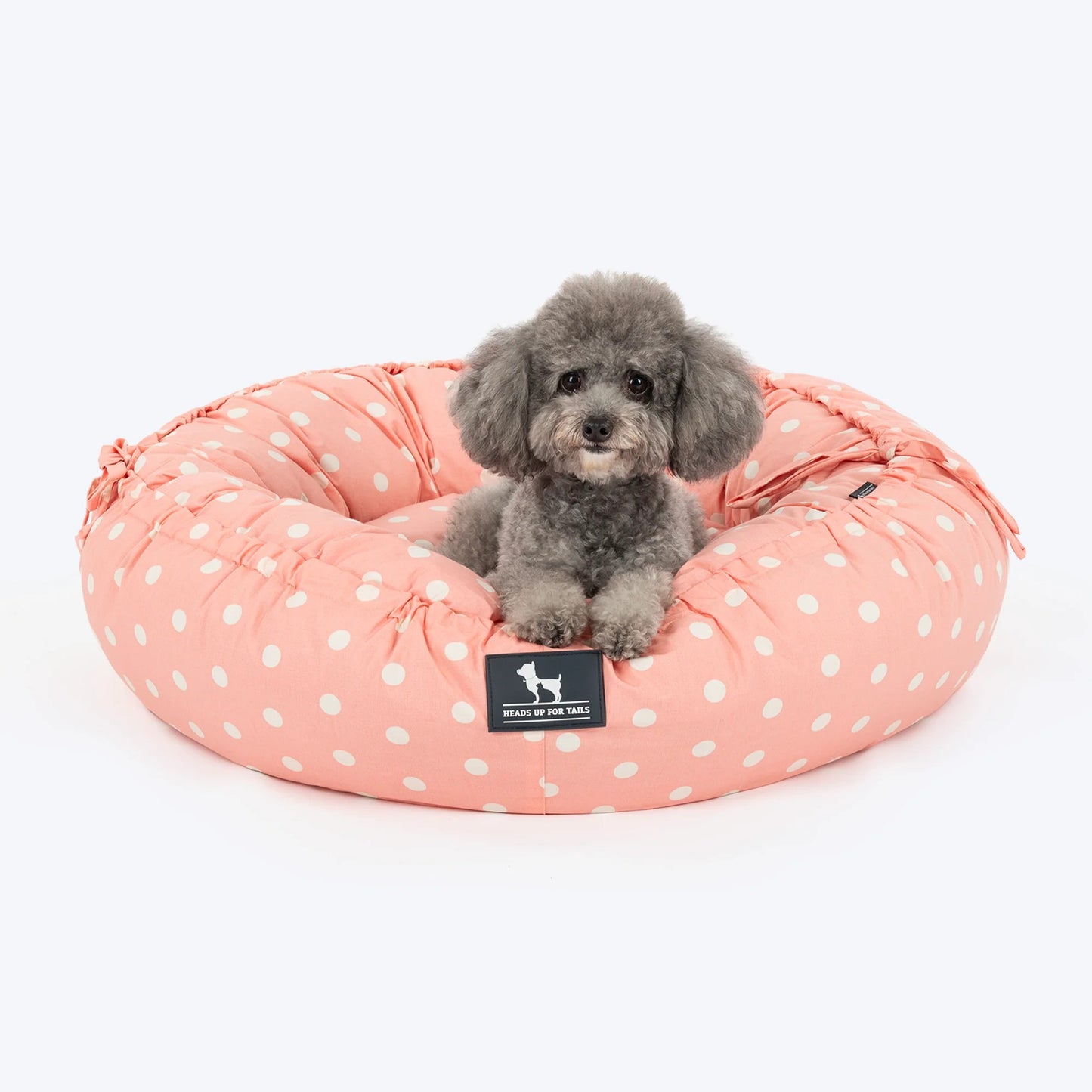 HUFT Polka Paws Adjustable Donut Bed For Dog & Cat - Peach