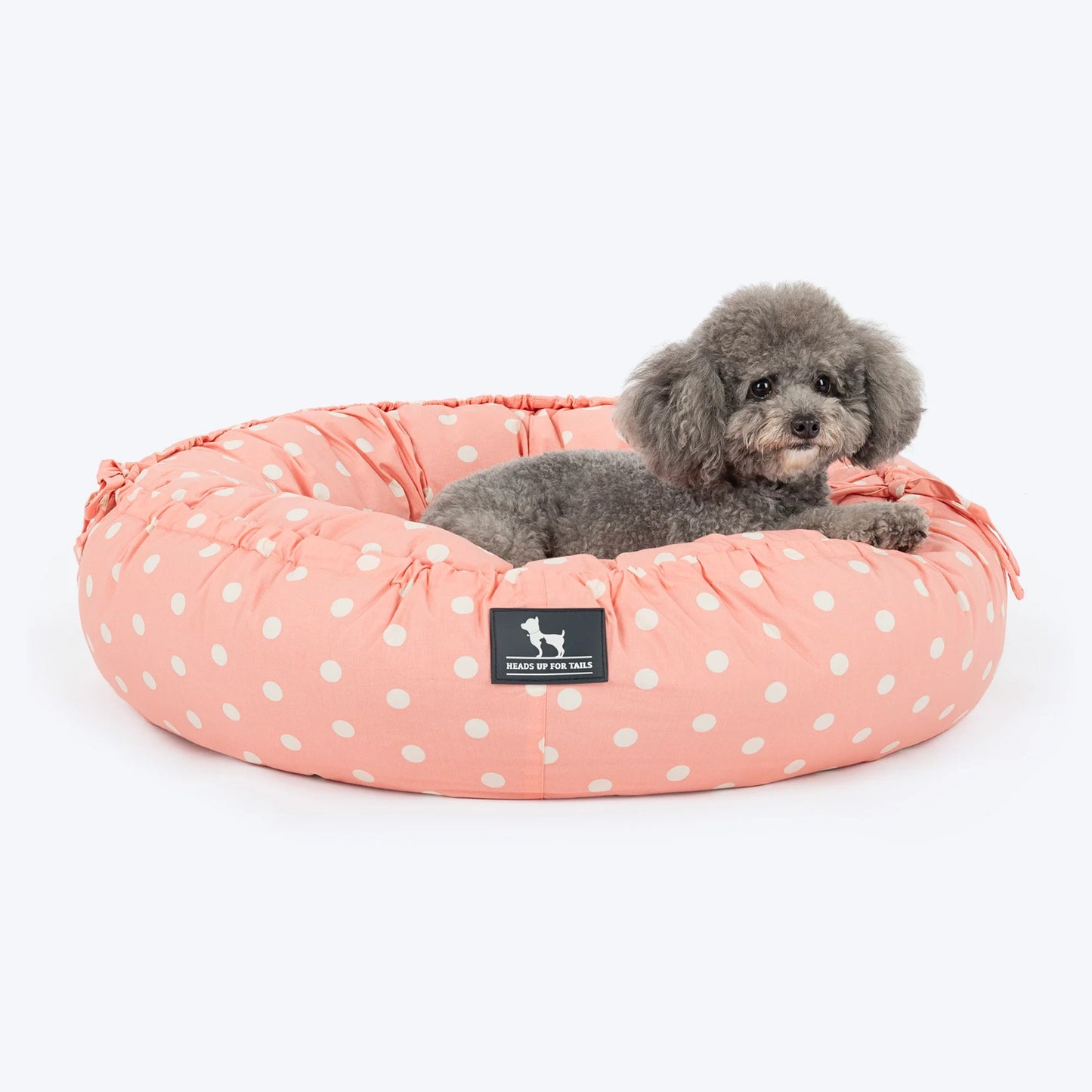 HUFT Polka Paws Adjustable Donut Bed For Dog & Cat - Peach