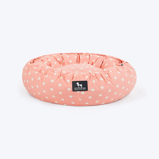 HUFT Polka Paws Adjustable Donut Bed For Dog & Cat - Peach