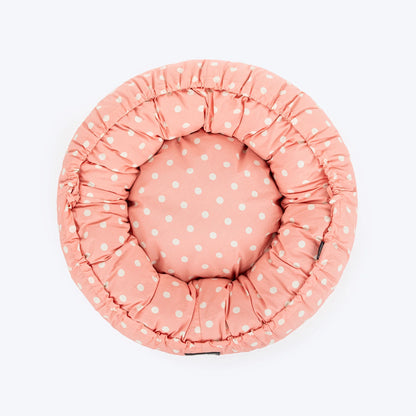 HUFT Polka Paws Adjustable Donut Bed For Dog & Cat - Peach