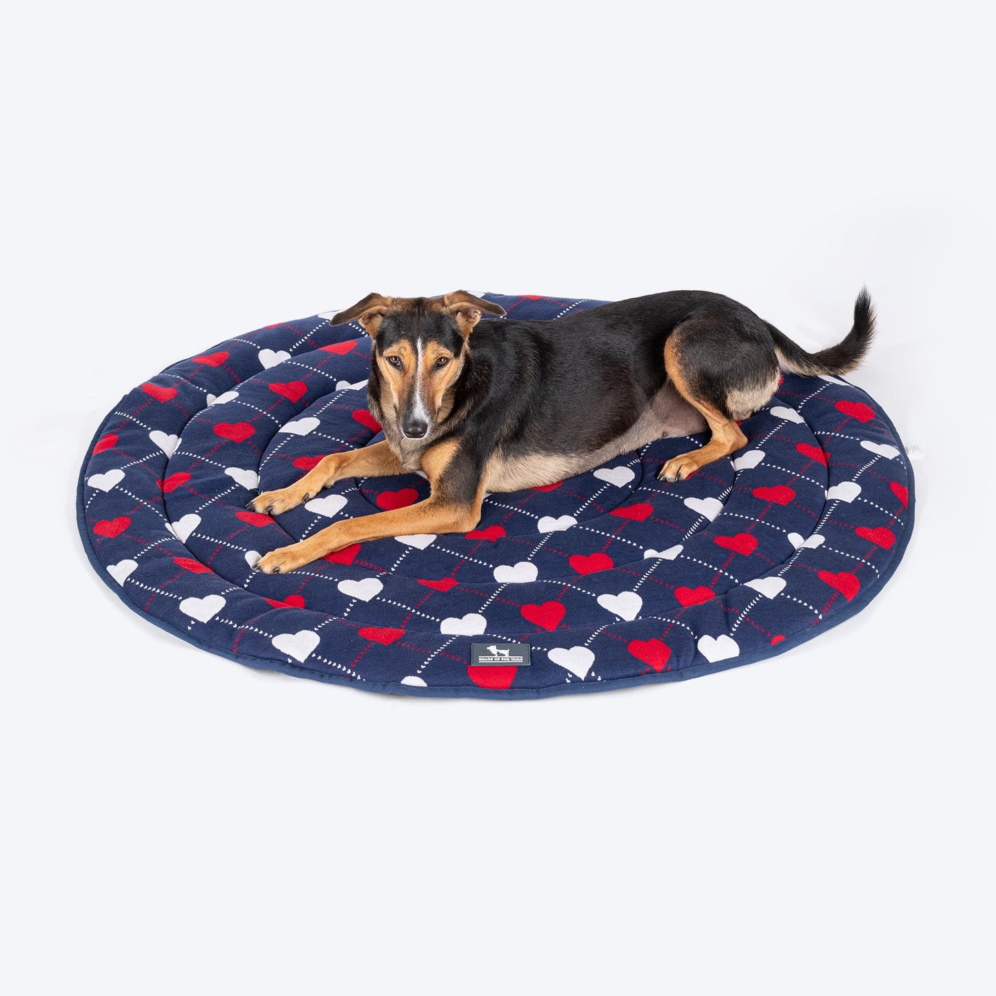 HUFT Embracing Heart Circular Dog Mat - Navy - M
