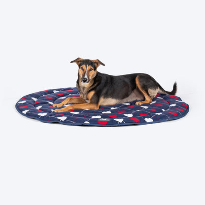 HUFT Embracing Heart Circular Dog Mat - Navy - M