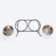 HUFT High Double Diner Stand With Steel Bowl Inserts For Dogs - Black - L