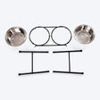 HUFT High Double Diner Stand With Steel Bowl Inserts For Dogs - Black - L