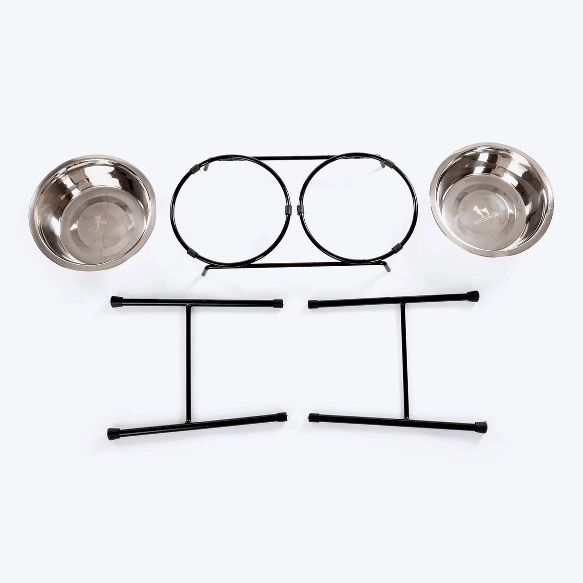 HUFT High Feeder Double Diner Stand With Steel Dog Bowl Inserts - Black