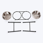 HUFT High Feeder Double Diner Stand With Steel Dog Bowl Inserts - Black