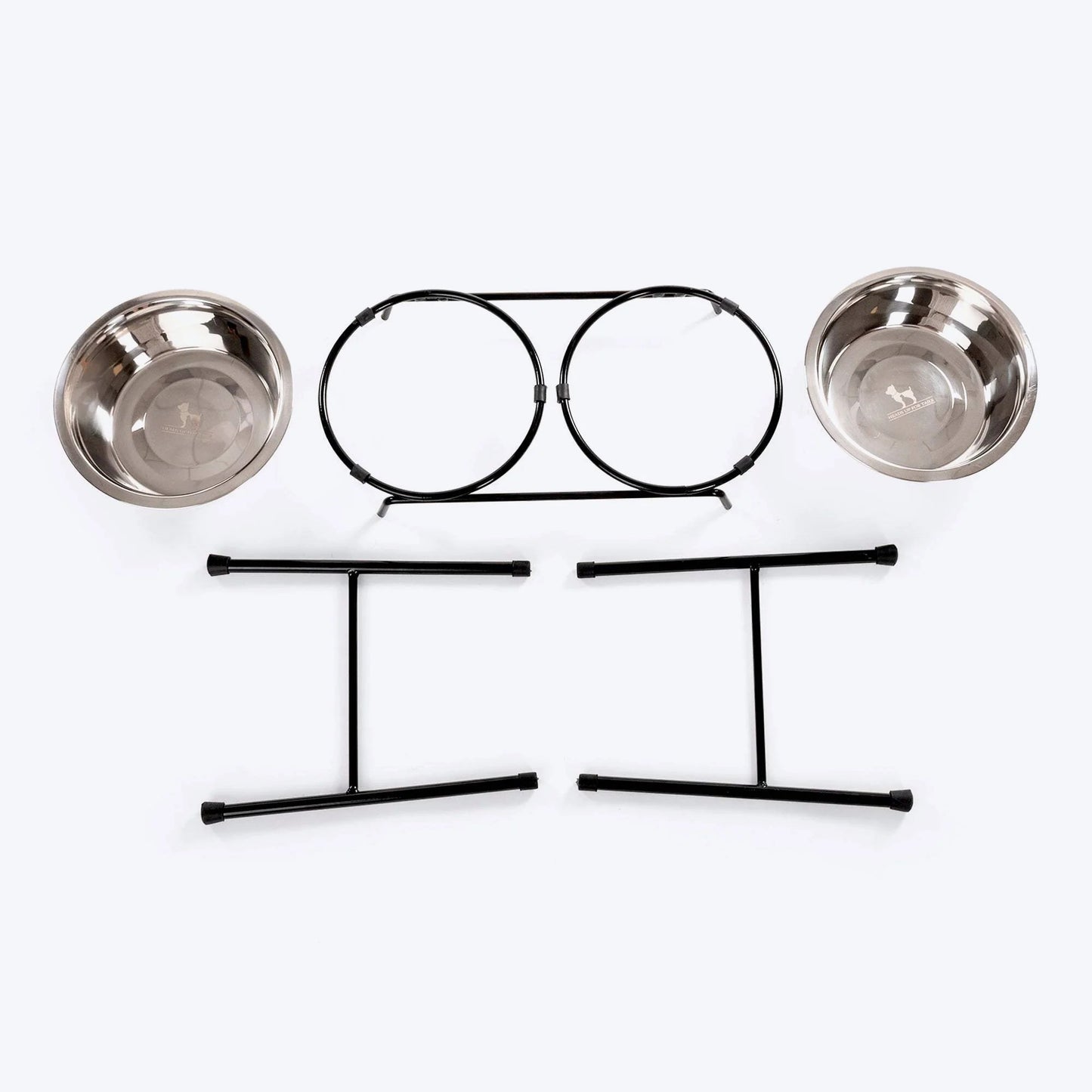 HUFT High Feeder Double Diner Stand With Steel Dog Bowl Inserts - Black