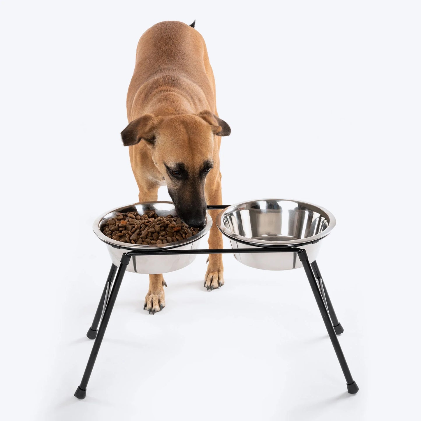 HUFT High Feeder Double Diner Stand With Steel Dog Bowl Inserts - Black