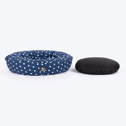 HUFT Polka Paws Adjustable Donut Bed For Dog & Cat - Navy