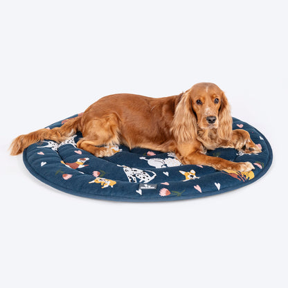 HUFT Dogs in Bloom Circular Dog Mat - Navy - M
