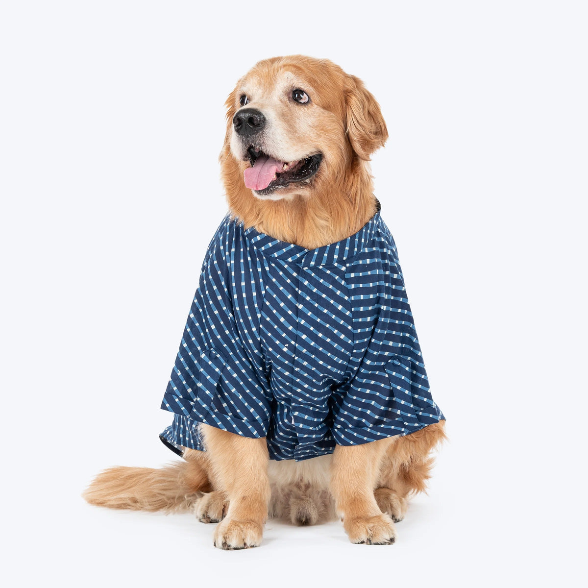 HUFT Pawdhani Lehriya Kurta For Dog - Blue