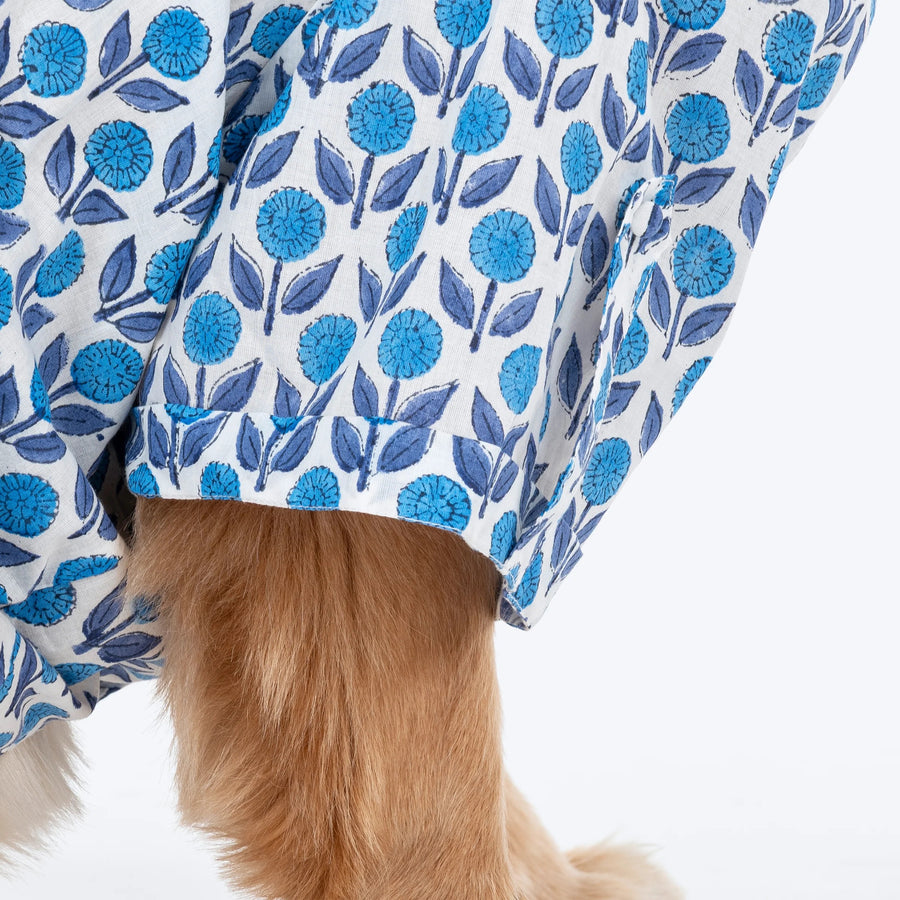 HUFT Pawbloom Kurta For Dog - Blue & White