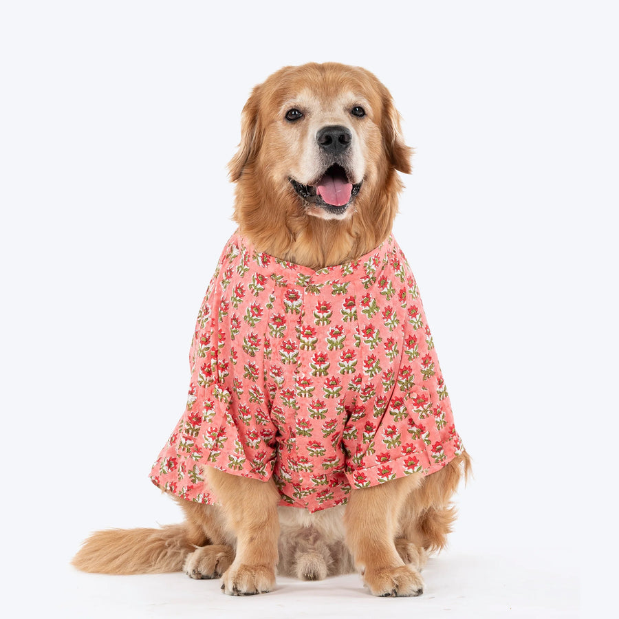 HUFT Floral Paws Kurta For Dog - Pink