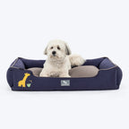 HUFT Giraffe Classic Lounger Bed For Dog - Grey & Navy