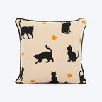 HUFT Whisker Love Printed Cushion For Pet Lovers - Beige & Black