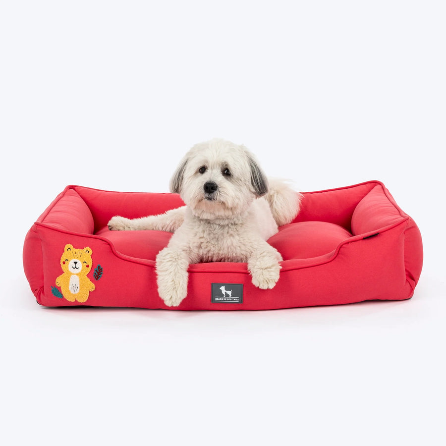 HUFT Teddy Classic Lounger Dog Bed - Red