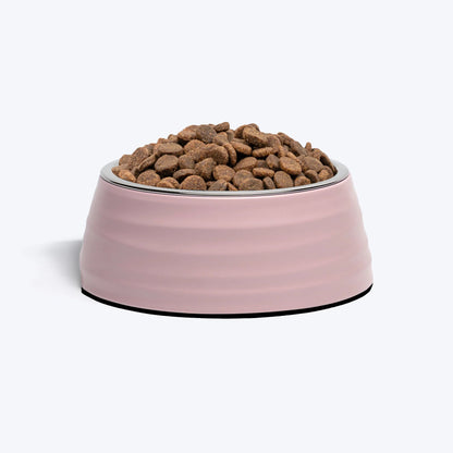 HUFT Breezy Basics Wave Embossed Melamine Bowl For Dog - Peach