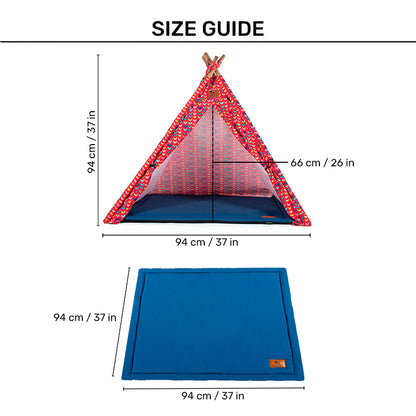 HUFT Heart To Heart Teepee Tent - Blue & Red