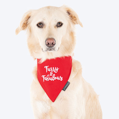 HUFT Furry and Fabulous Dog Bandana - Red - Heads Up For Tails