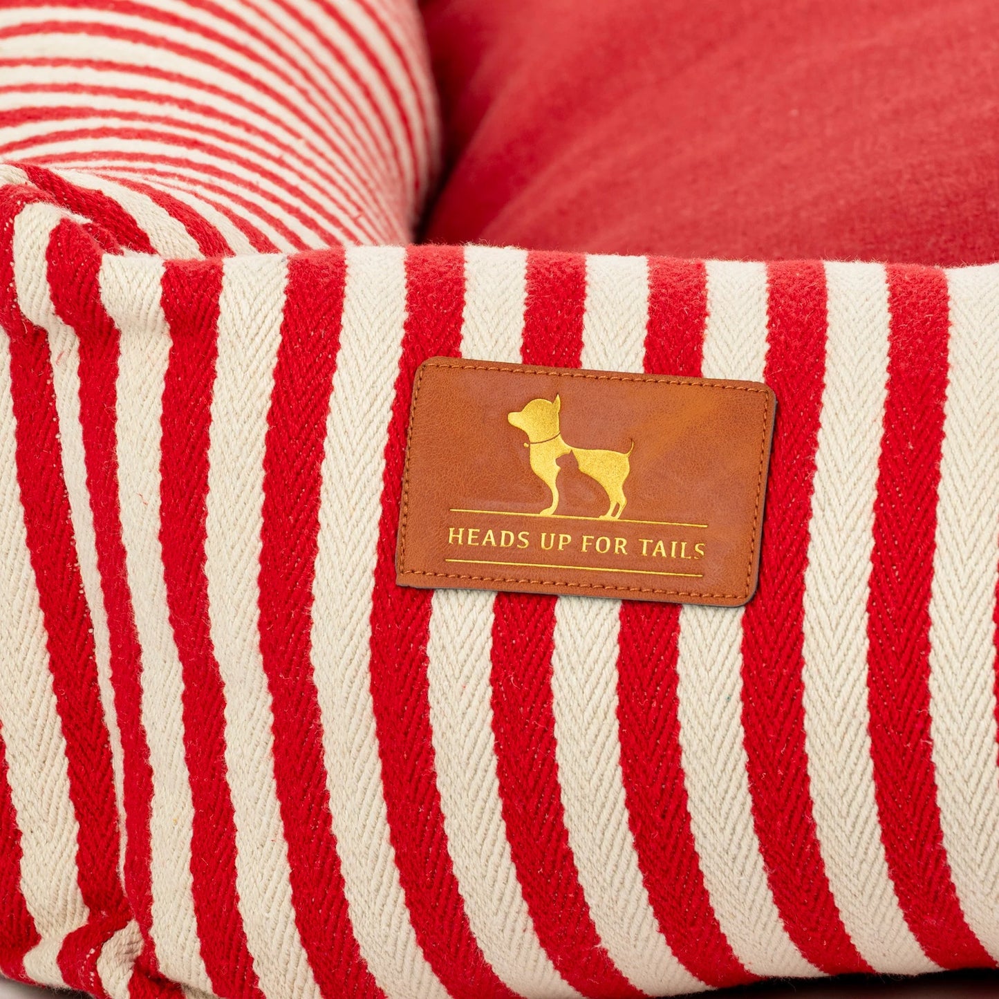 HUFT Bear Stripes Lounger Bed For Dog - Red & Ivory