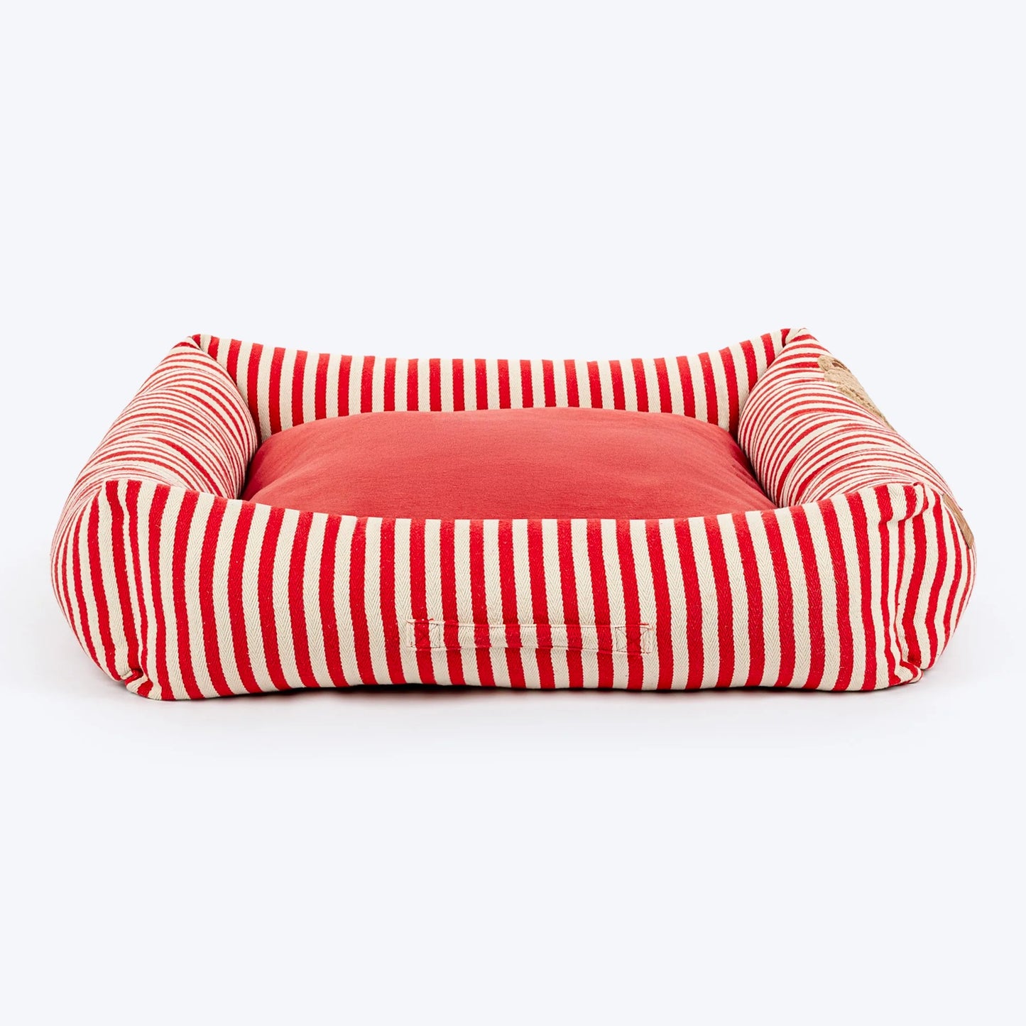 HUFT Bear Stripes Lounger Bed For Dog - Red & Ivory