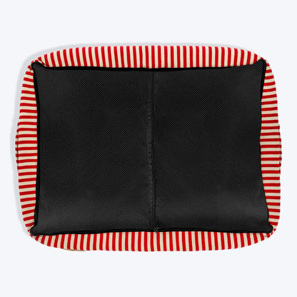 HUFT Bear Stripes Lounger Bed For Dog - Red & Ivory