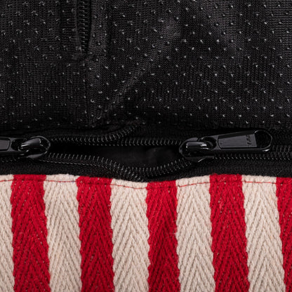 HUFT Bear Stripes Lounger Bed For Dog - Red & Ivory