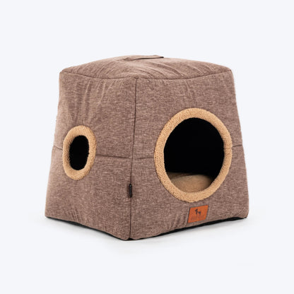 HUFT Furbulous Tent Bed For Cat - Brown & Beige