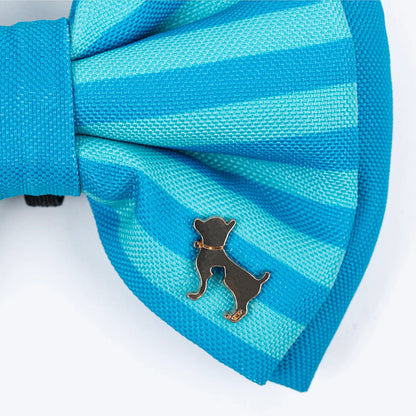 HUFT Happy Stripes Bow Tie For Dog - Blue & Turquoise