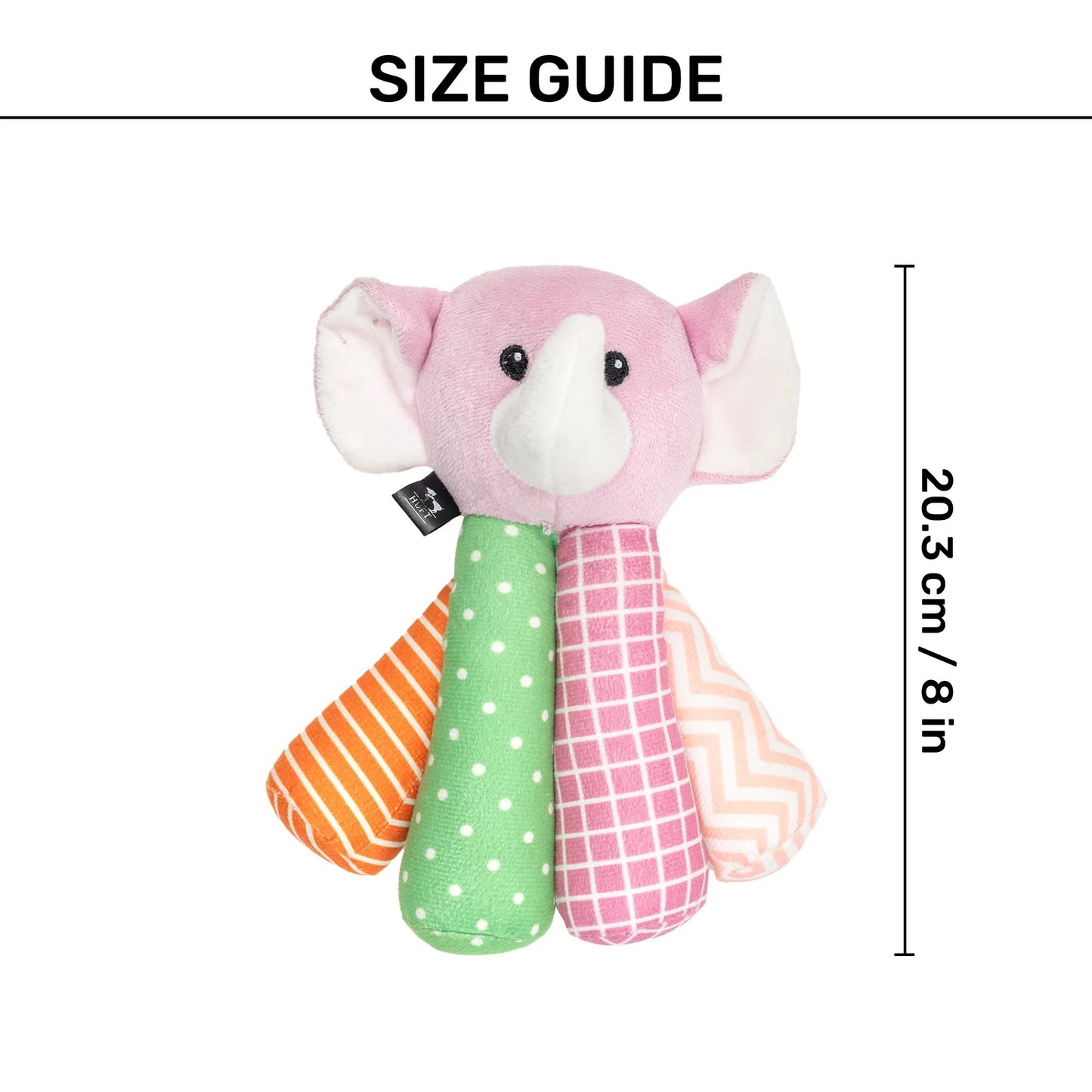 HUFT Crinkly Tusker Squeaky Plush Toy For Small Dog - Multicolor