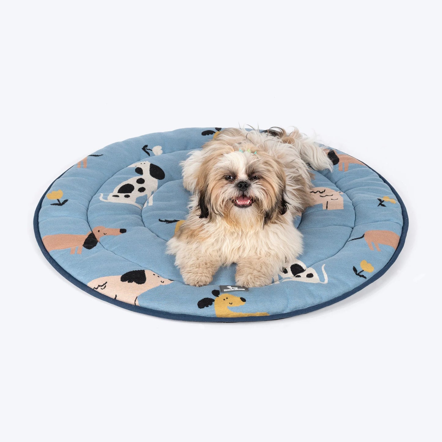 HUFT Bark & Bloom Round Mat For Dog & Cat - Blue